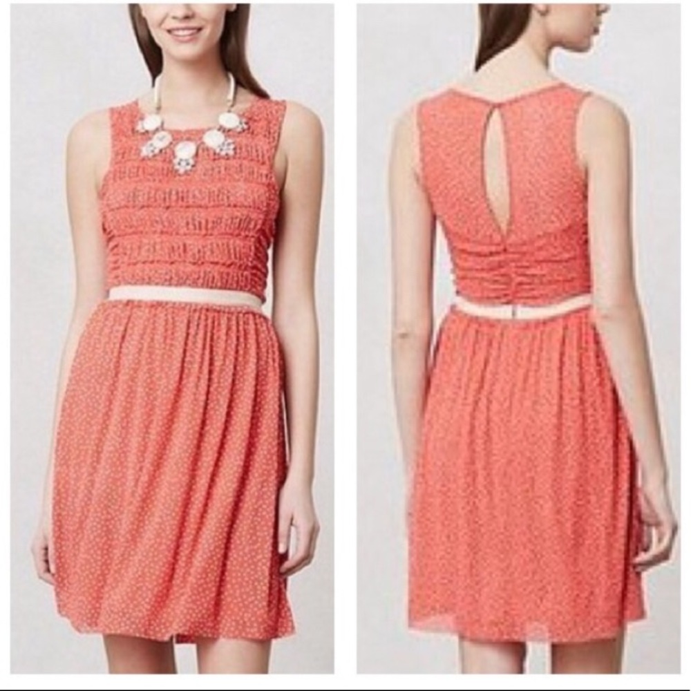 Anthropologie Postmark Orange Swiss Dotted Dress